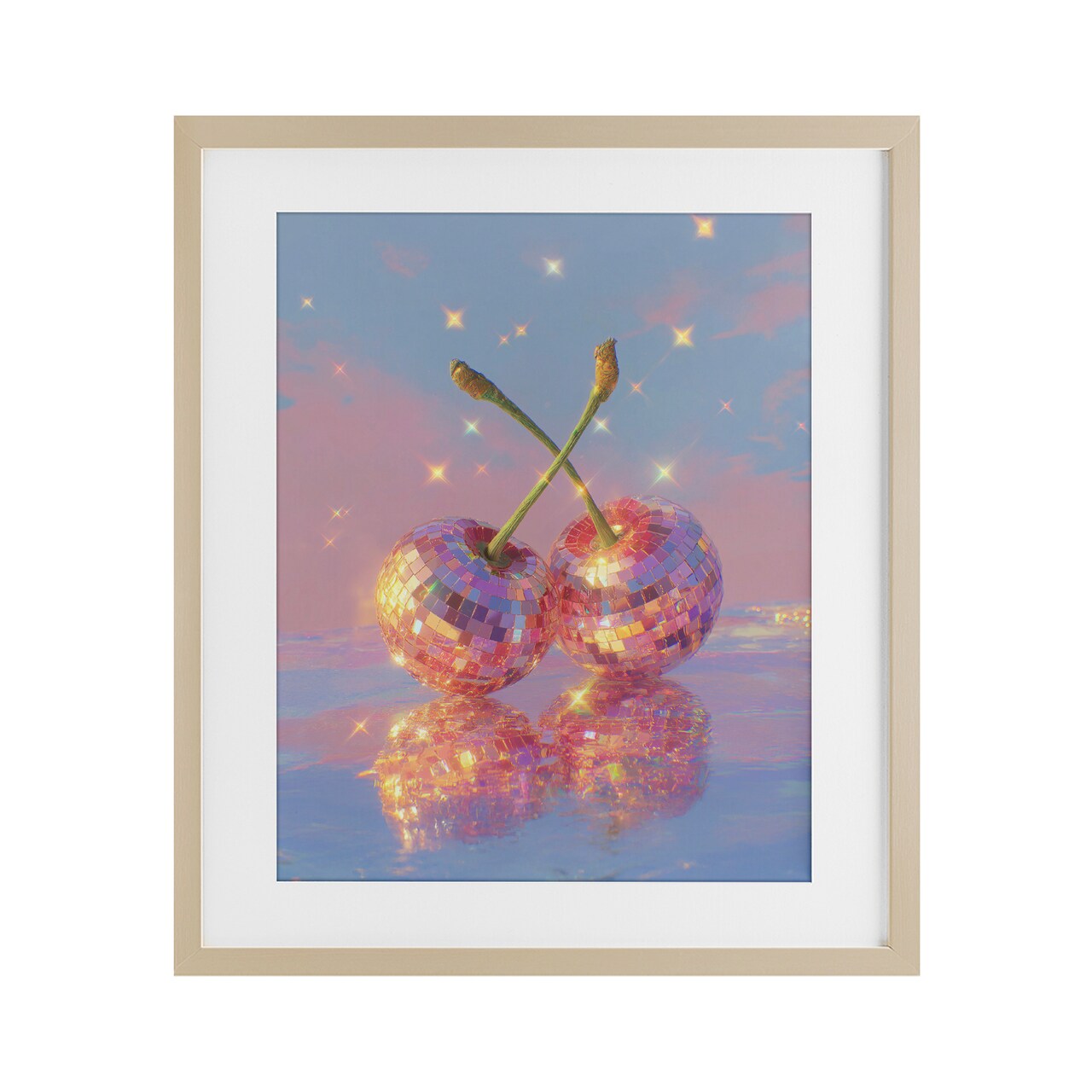 Stupell Industries Disco Cherry Reflection Framed Print Under Glass, design by Ziwei Li